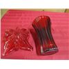 Image 4 : Red vase + art glass ashtray