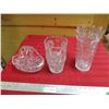 Image 1 : 3X THE BID PRICE - Crystal basket + (2) Crystal vases - very heavy