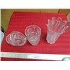 Image 4 : 3X THE BID PRICE - Crystal basket + (2) Crystal vases - very heavy
