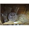 Image 2 : Clear glass vases, ceramic canister set, misc glassware