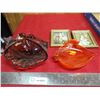Image 1 : Blown glass bird dishes with vintage pictures