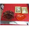 Image 2 : Blown glass bird dishes with vintage pictures