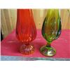 Image 4 : 2X THE BID PRICE - Orange + Green vases - 21" tall + 23" tall
