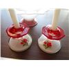 Image 4 : Vintage Glass Bowl + (2) candle holders - white/red