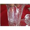 Image 6 : Clear Glass Candlestick sets + unique cut glass dish
