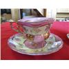 Image 2 : (2) 3-footed cup & saucers (one has chip on rim)