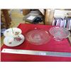 Image 1 : 2-tiered cookie tray, 2 glass cake platters