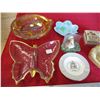 Image 2 : Butterfly dish, pitcher + bowl, misc glassware