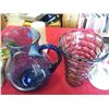 Image 2 : Colored glass cases, pitcher, music box, candle