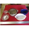 Image 1 : Fire King dish - pyrex + casserole dish + misc glassware