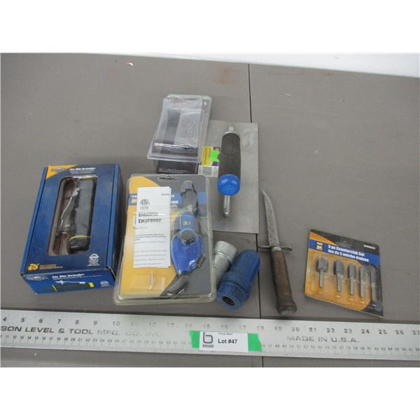 (New) air die grinder, powerfist electric engraver, misc