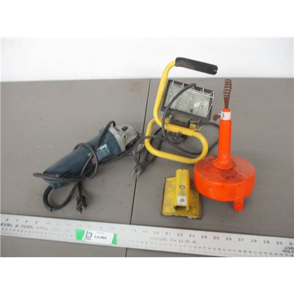 Busch angle grinder + light, sewer snake