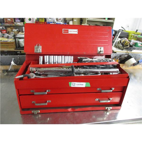 Sears craftsman toolbox with tools, sockets, screwdrivers