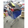 Image 1 : Shopping cart with bags, brushes, floor mats, sanding belts, misc