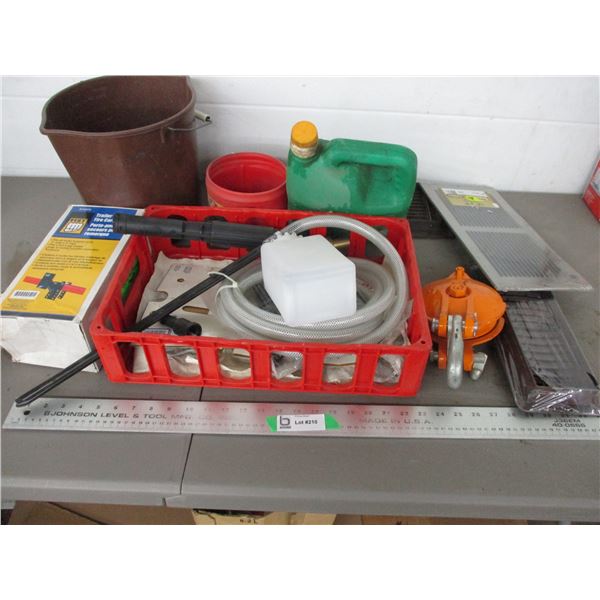 Trailer spare tire carrier, registers, fittings, winch pulley (new)