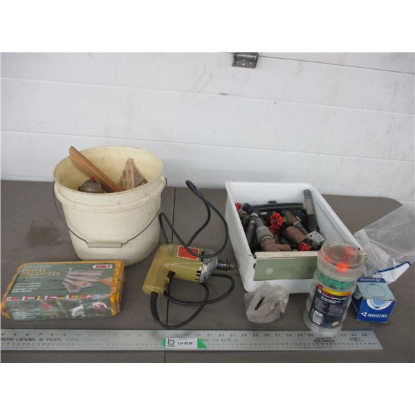 B&D Drill (working), fastener assortment new 356 piece, valves