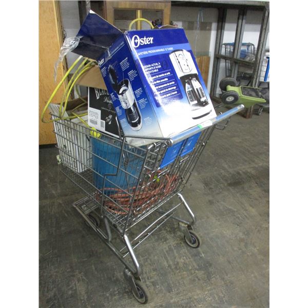 Shopping cart with household + extension cord
