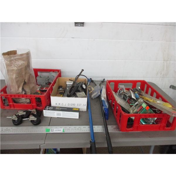 Casters, pegboard hooks, pickup tools