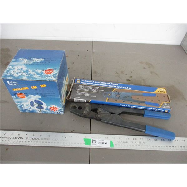 Powerfist 1/2 + 3/4 pex waterline crimper + car fan