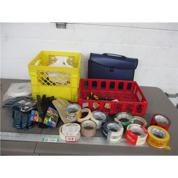 Masking tape, gloves