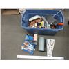 Image 1 : Plastic tote with painting supplies
