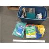 Image 1 : Plastic tote with new tarps, misc