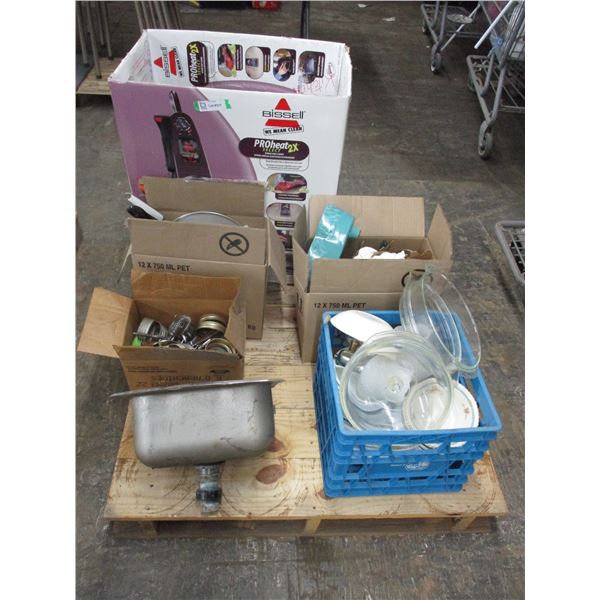 Dishes, household, rugs, misc