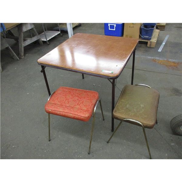 Card table with two stools