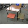 Image 1 : Card table with two stools