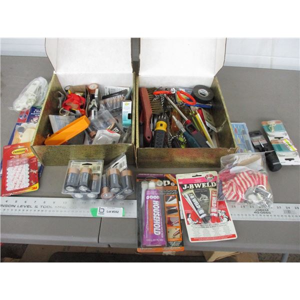 Batteries, screwdrivers, misc