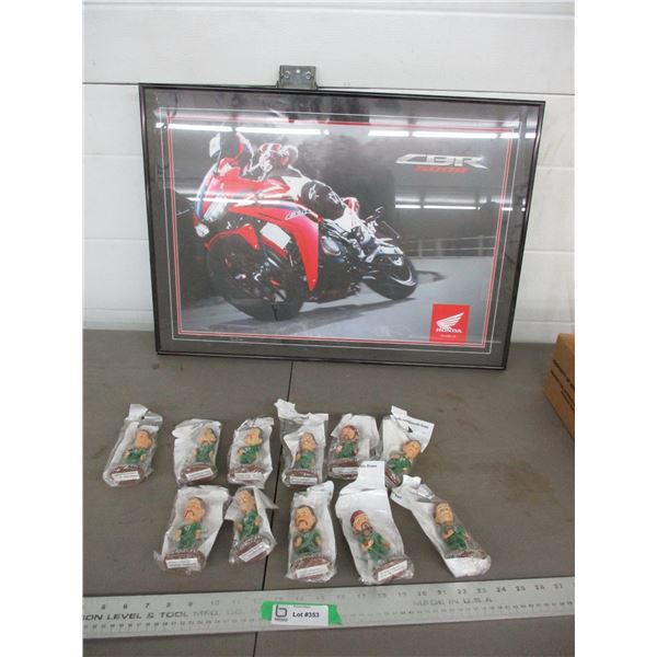 (11) Roughrider Bobbleheads + honda picture (20x28)