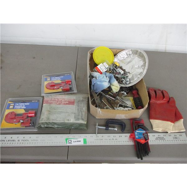 new 2 piece tube cutters, hex key set, misc