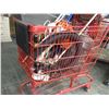 Image 4 : Shopping cart with electrical cords, lawn mower bagger, misc