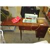 Image 1 : Wooden sewing machine cabinet with singer machine + sewing related