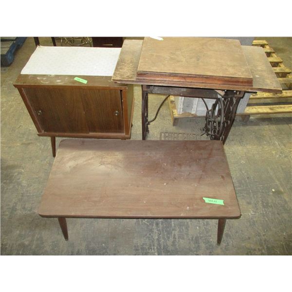 Sewing machine cabinet, coffee table, 2 door cabinet