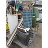 Image 1 : Pallet with garden tools, chairs, baseboard heater, misc