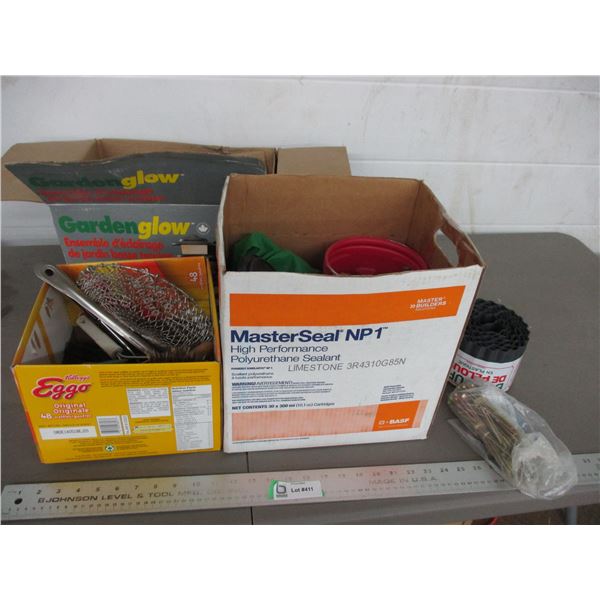 Garden lights, screws, utensils