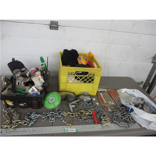 Chains, pins, wrenches, misc
