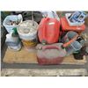 Image 1 : Pallet with TRC oil, round up, gas cans, bottle jack