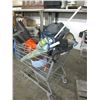 Image 1 : Shopping cart with umbrella, cords, booster cables, electric dog bowl