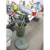 Image 1 : Garbage can with scraper, broom, shovels