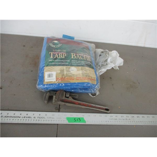 Ridgid 12" pipe wrench + new 6x8 tarp