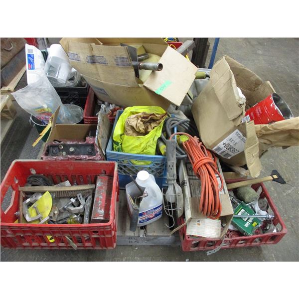 Pallet with misc wrench, jigsaw cords misc