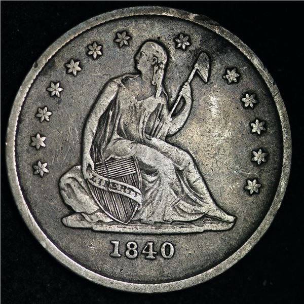 1840-O Seated Liberty Silver Quarter CHOICE XF