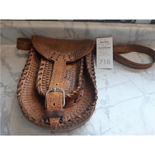 Vintage Tooled Leather Bag Cat A