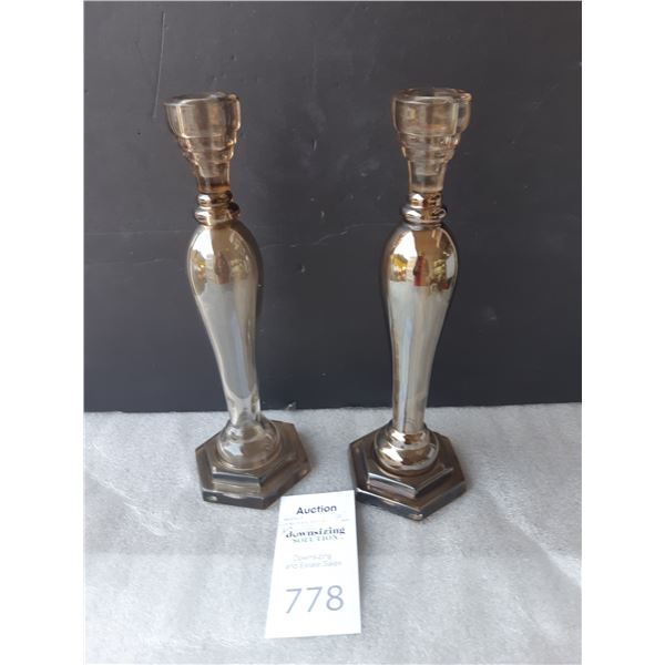 Lumiescent Amber Glass Candle Holders Cat A