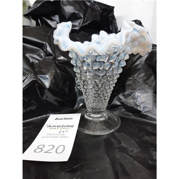 Fenton Bubble & Ruffled Edge Vase Cat A