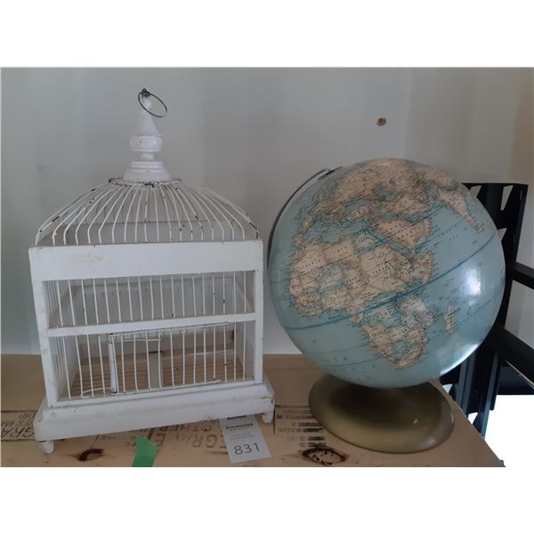Rand McNally Globe & Wood Bird Cage Cat A