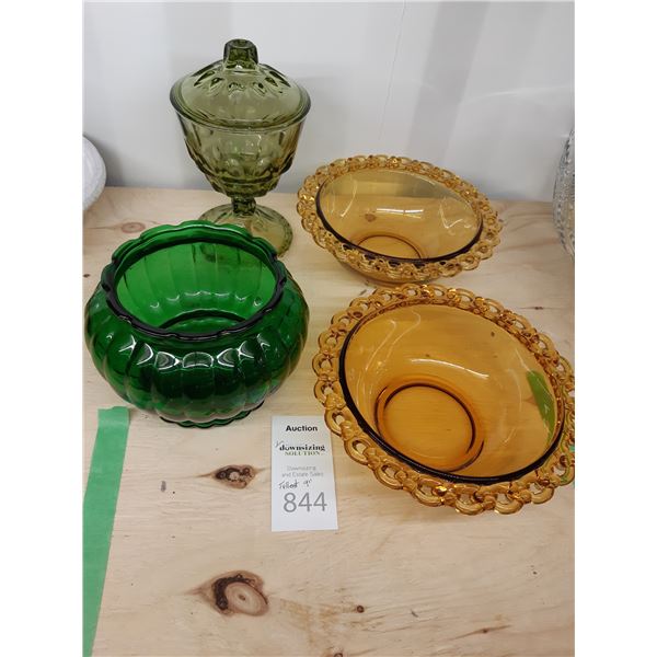 Amber & Green Glass Cat A