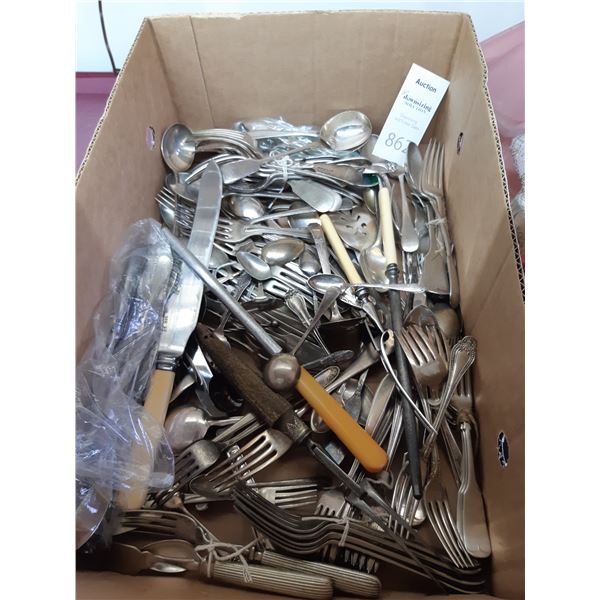 Box of Silver Plate & More Cutlery Cat A